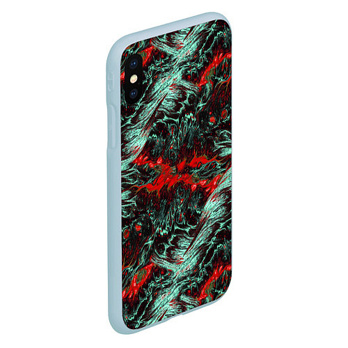 Чехол iPhone XS Max матовый Красно-Белая Вулканическая Лава / 3D-Голубой – фото 2