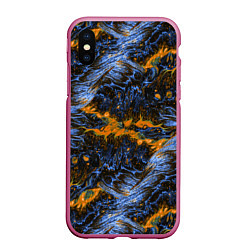 Чехол iPhone XS Max матовый Оранжево-Синяя Вулканическая Лава