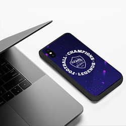 Чехол iPhone XS Max матовый Символ Roma и круглая надпись Football Legends and, цвет: 3D-черный — фото 2