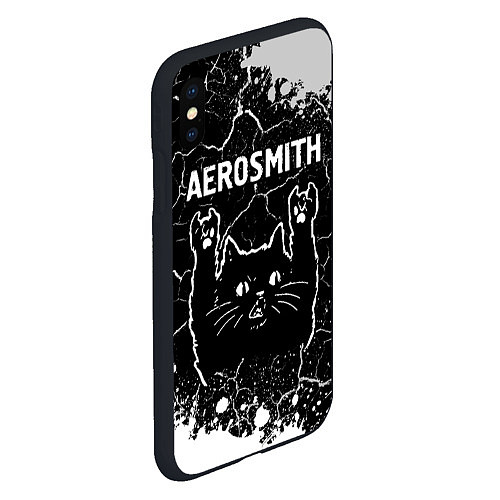 Чехол iPhone XS Max матовый Группа Aerosmith и Рок Кот / 3D-Черный – фото 2