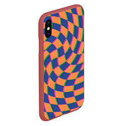 Чехол iPhone XS Max матовый Wavy Squares, цвет: 3D-красный — фото 2