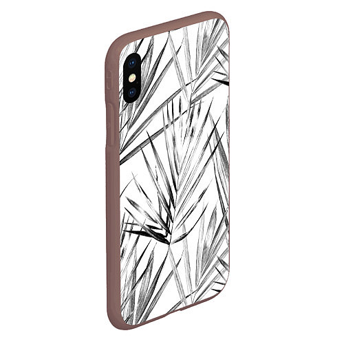 Чехол iPhone XS Max матовый Монохромные Листья Пальм / 3D-Коричневый – фото 2