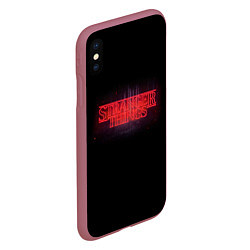 Чехол iPhone XS Max матовый С логотипом Stranger Things, цвет: 3D-малиновый — фото 2