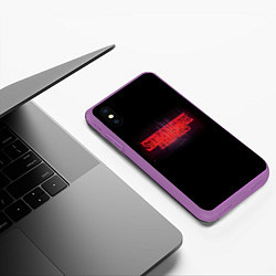 Чехол iPhone XS Max матовый С логотипом Stranger Things, цвет: 3D-фиолетовый — фото 2