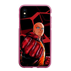 Чехол iPhone XS Max матовый Ванпанчмен- человек одного удара