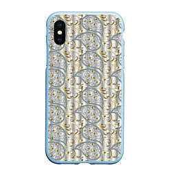 Чехол iPhone XS Max матовый Бежевые светлые узоры, цвет: 3D-голубой