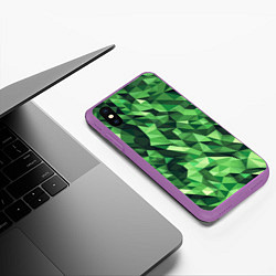 Чехол iPhone XS Max матовый Объёмный полигональный камуфляж, цвет: 3D-фиолетовый — фото 2