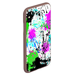Чехол iPhone XS Max матовый Неоновые разноцветные пятна и брызги красок, цвет: 3D-коричневый — фото 2