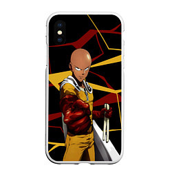 Чехол iPhone XS Max матовый One Punch Man - Сайтама-аниме, цвет: 3D-белый