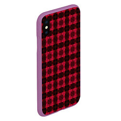 Чехол iPhone XS Max матовый Красно-черный узор в клетку шотландка, цвет: 3D-фиолетовый — фото 2