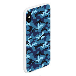 Чехол iPhone XS Max матовый Камуфляж Тёмно-Синий Camouflage Dark-Blue, цвет: 3D-белый — фото 2