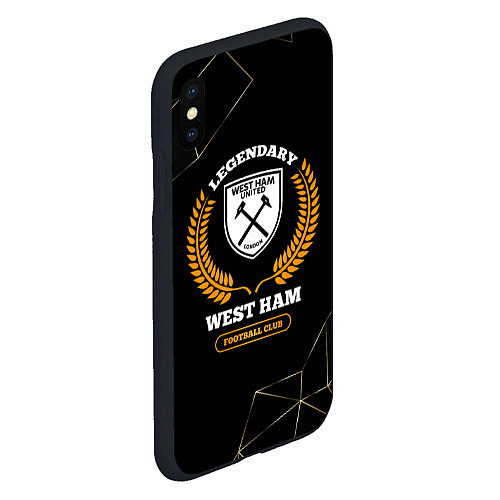 Чехол iPhone XS Max матовый Лого West Ham и надпись Legendary Football Club на / 3D-Черный – фото 2