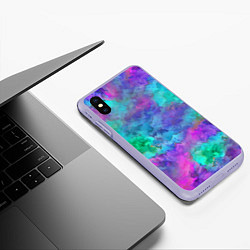 Чехол iPhone XS Max матовый Красочный летний паттерн, цвет: 3D-светло-сиреневый — фото 2