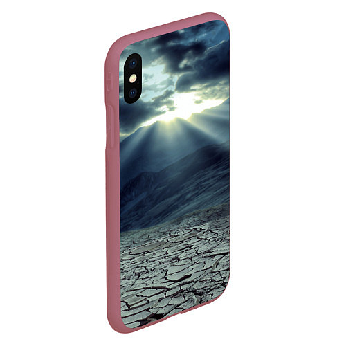 Чехол iPhone XS Max матовый Трещины на земле пустыня / 3D-Малиновый – фото 2