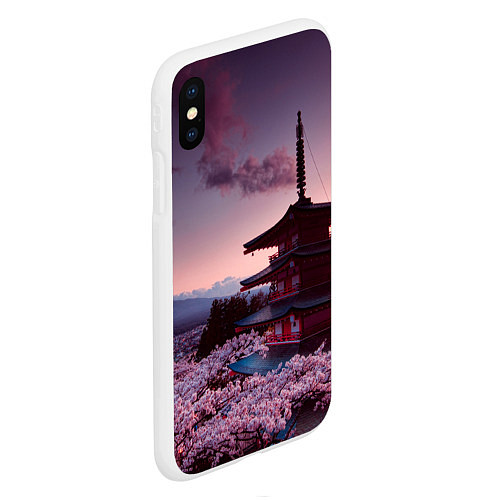 Чехол iPhone XS Max матовый Цветение сакуры в Японии / 3D-Белый – фото 2