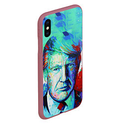 Чехол iPhone XS Max матовый Дональд Трамп арт, цвет: 3D-малиновый — фото 2