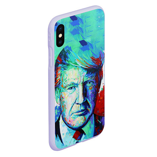 Чехол iPhone XS Max матовый Дональд Трамп арт / 3D-Светло-сиреневый – фото 2