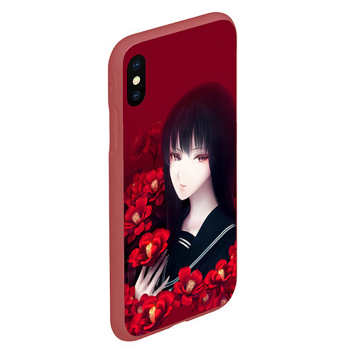 Чехол iPhone XS Max матовый Anime Camellia Аниме Красная Камелия / 3D-Красный – фото 2