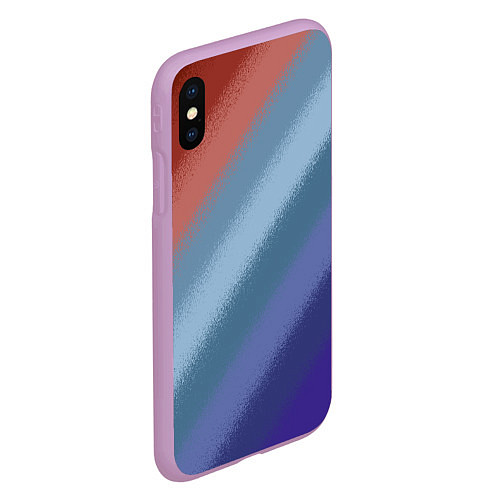 Чехол iPhone XS Max матовый Полосатый коричнево-голубой паттерн / 3D-Сиреневый – фото 2