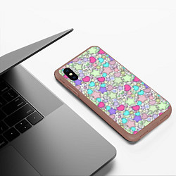 Чехол iPhone XS Max матовый 3D узор с бусами и стразами, цвет: 3D-коричневый — фото 2