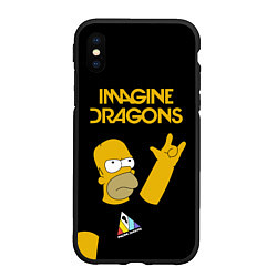 Чехол iPhone XS Max матовый Imagine Dragons Гомер Симпсон Рокер