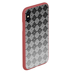 Чехол iPhone XS Max матовый Геометрический узор в серых тонах градиент, цвет: 3D-красный — фото 2