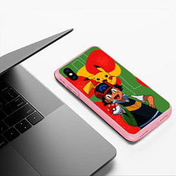 Чехол iPhone XS Max матовый Эш Кетчум на ярком фоне, цвет: 3D-баблгам — фото 2