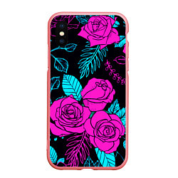 Чехол iPhone XS Max матовый Авангардный паттерн из роз Лето, цвет: 3D-баблгам
