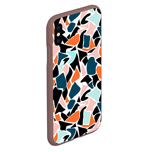 Чехол iPhone XS Max матовый Абстрактный современный разноцветный узор в оранже / 3D-Коричневый – фото 2