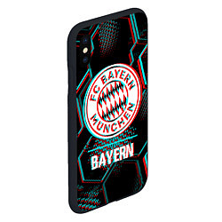Чехол iPhone XS Max матовый Bayern FC в стиле Glitch на темном фоне, цвет: 3D-черный — фото 2
