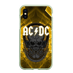 Чехол iPhone XS Max матовый AC DC SKULL ROCK, цвет: 3D-салатовый