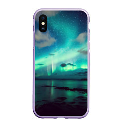 Чехол iPhone XS Max матовый Aurora borealis, цвет: 3D-светло-сиреневый