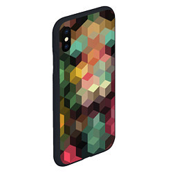 Чехол iPhone XS Max матовый Разноцветный геометрический узор 3D, цвет: 3D-черный — фото 2