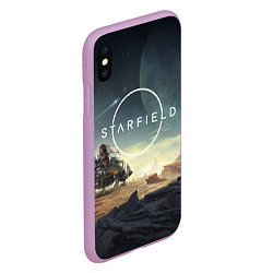 Чехол iPhone XS Max матовый На поверхности Starfield, цвет: 3D-сиреневый — фото 2