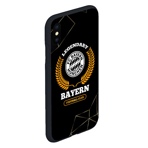 Чехол iPhone XS Max матовый Лого Bayern и надпись Legendary Football Club на т / 3D-Черный – фото 2