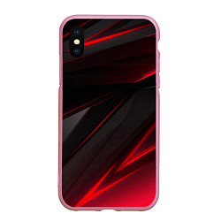Чехол iPhone XS Max матовый Красно-черный фон, цвет: 3D-розовый