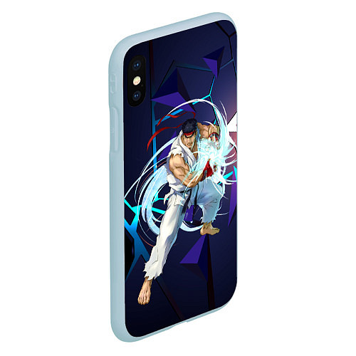 Чехол iPhone XS Max матовый Рю-Street Fighter / 3D-Голубой – фото 2