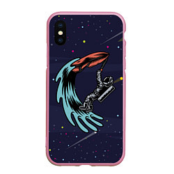 Чехол iPhone XS Max матовый Космонавт на серфинге