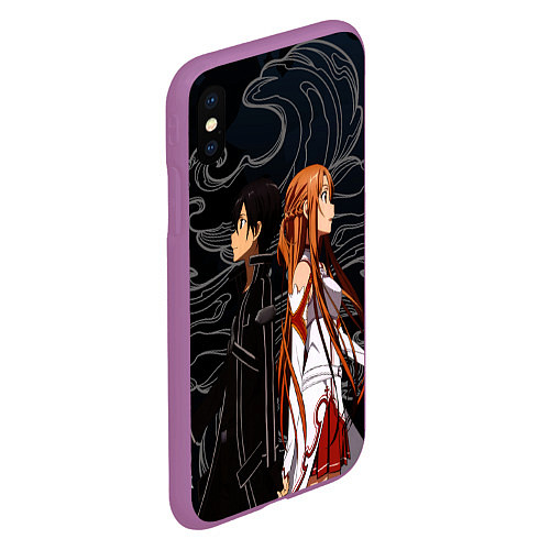 Чехол iPhone XS Max матовый Кирито и Асуна - Sword Art Online / 3D-Фиолетовый – фото 2