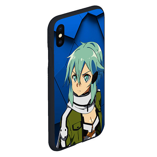 Чехол iPhone XS Max матовый Синон из Sword Art Online / 3D-Черный – фото 2