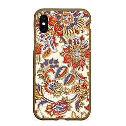 Чехол iPhone XS Max матовый Цветочный винтажный орнамент