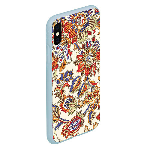 Чехол iPhone XS Max матовый Цветочный винтажный орнамент / 3D-Голубой – фото 2