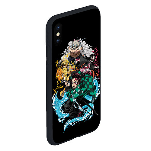 Чехол iPhone XS Max матовый КЛИНОК,РАССЕКАЮЩИЙ ДЕМОНОВ Kimetsu no Yaiba / 3D-Черный – фото 2