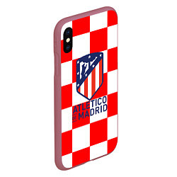 Чехол iPhone XS Max матовый Atletico madrid кубики, цвет: 3D-малиновый — фото 2