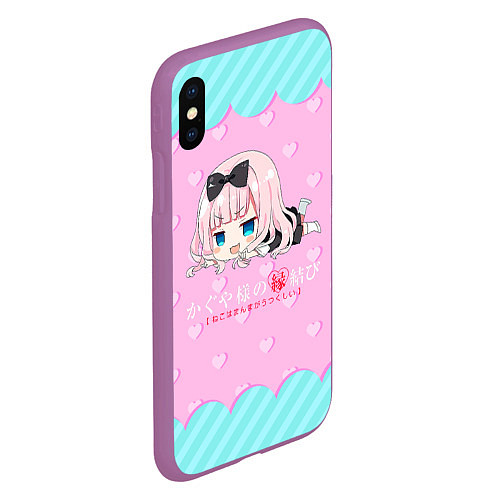 Чехол iPhone XS Max матовый Цубамэ Коясу Kaguya-sama: Love is War / 3D-Фиолетовый – фото 2