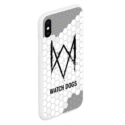 Чехол iPhone XS Max матовый Watch Dogs Glitch на темном фоне FS / 3D-Белый – фото 2