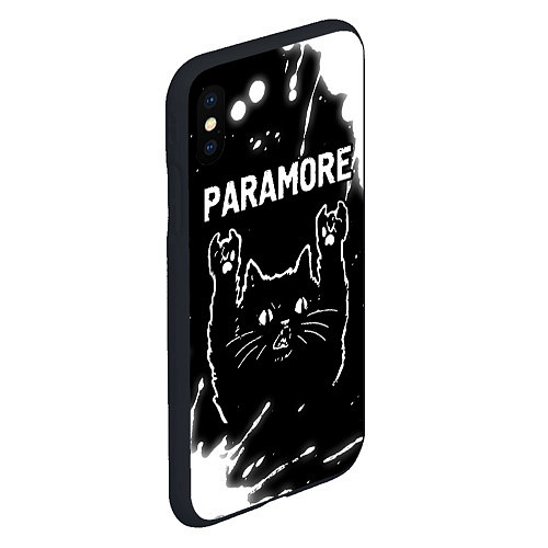 Чехол iPhone XS Max матовый Группа Paramore и Рок Кот / 3D-Черный – фото 2
