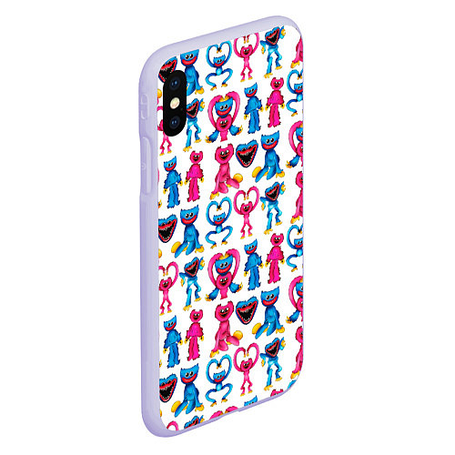 Чехол iPhone XS Max матовый POPPY PLAYTIME HAGGY WAGGY AND KISSY MISSY PATTERN / 3D-Светло-сиреневый – фото 2