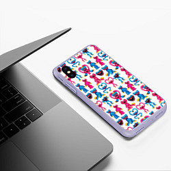 Чехол iPhone XS Max матовый POPPY PLAYTIME HAGGY WAGGY AND KISSY MISSY PATTERN, цвет: 3D-светло-сиреневый — фото 2