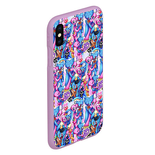 Чехол iPhone XS Max матовый POPPY PLAYTIME HAGGY WAGGY AND KISSY MISSY LOVE / 3D-Сиреневый – фото 2